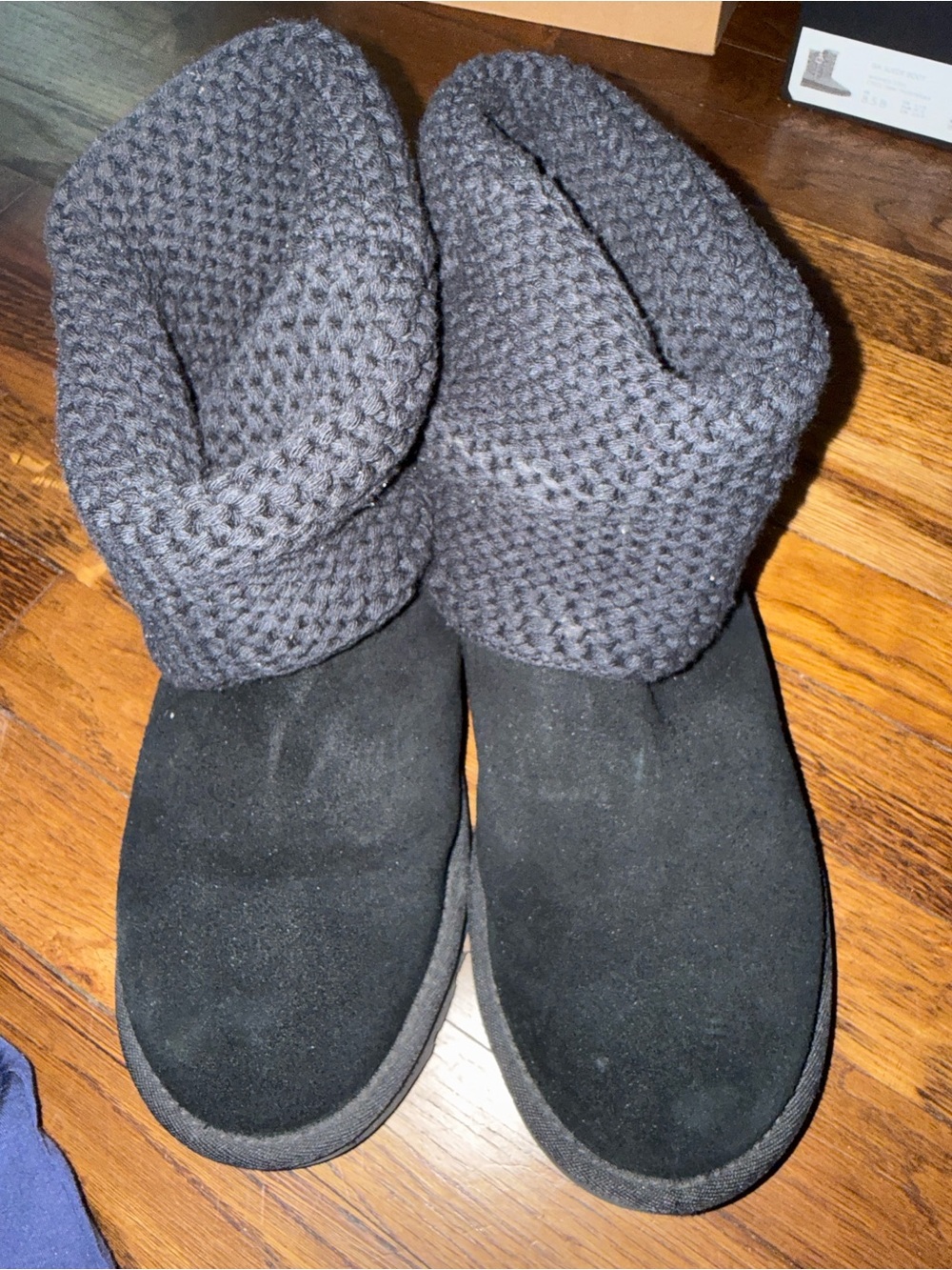 UGG Black Knit Cuff Suede Winter Boots